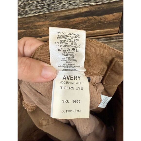 DL1961 NWT AVERY DL ULTIMATE PANT Mens Tigers Eye Brown Modern Straight sz 31x34 - Picture 6 of 7